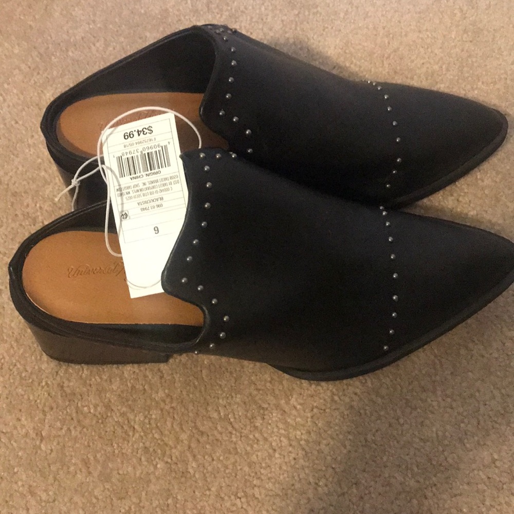 Universal Thread Heeled Black Studded Mules Size 6